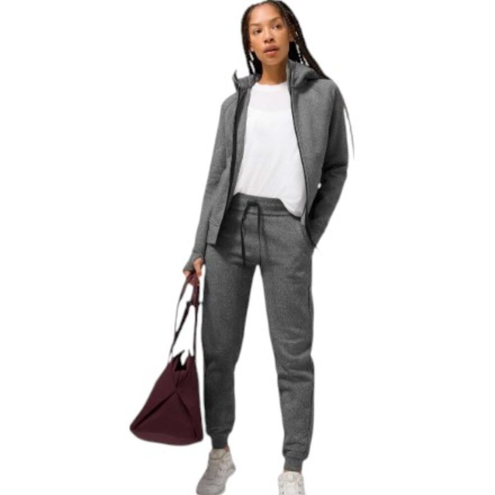 EUC Lululemon Light Cotton Terry Scuba Jogger Heathered Speckled Black